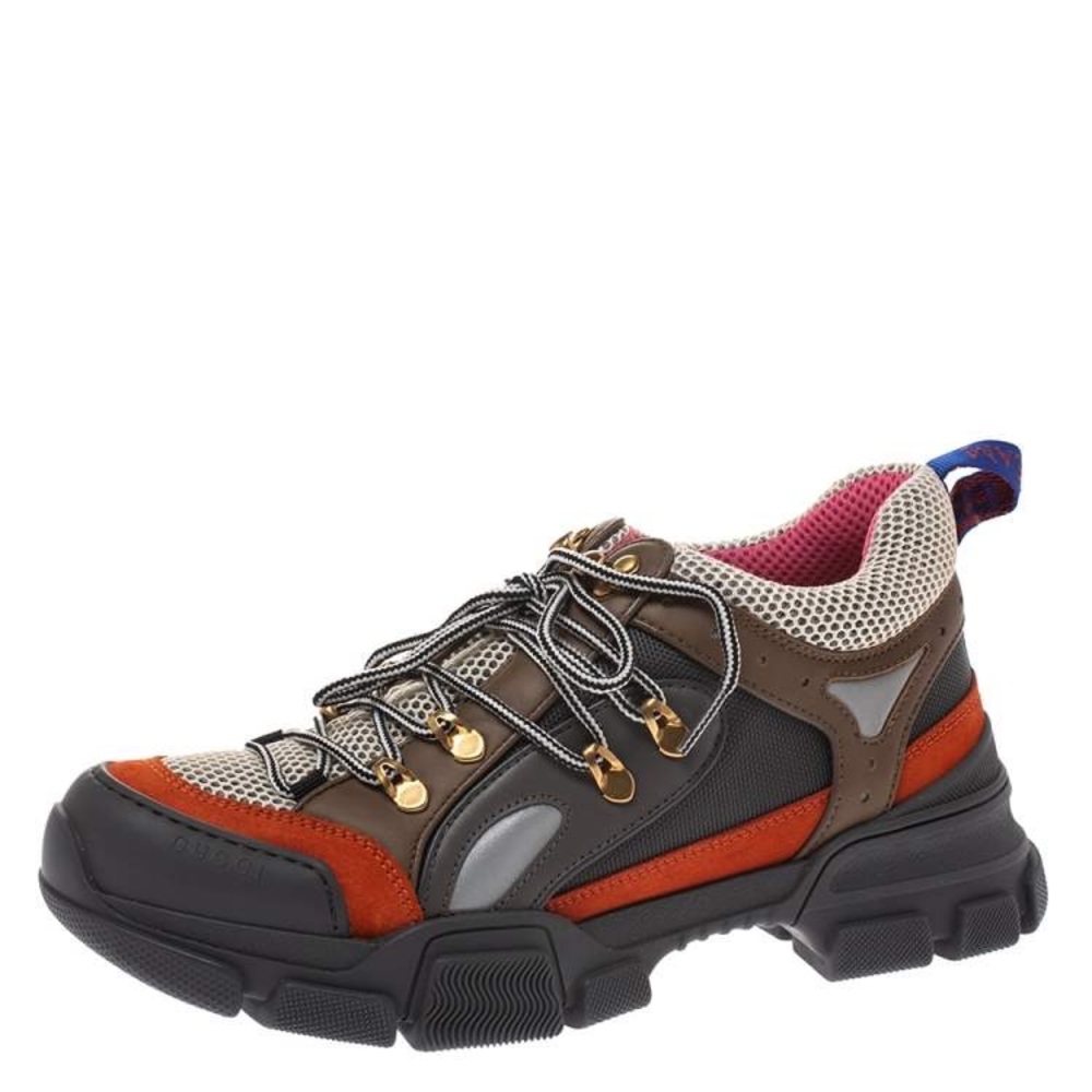 Gucci Multicolor Leather, Suede and Mesh Flashtrek Reflective Sneakers Size 9 - Picture 2 of 6
